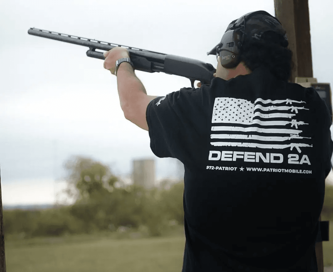 Person wearing a Defend 2A shirt at a shooting range