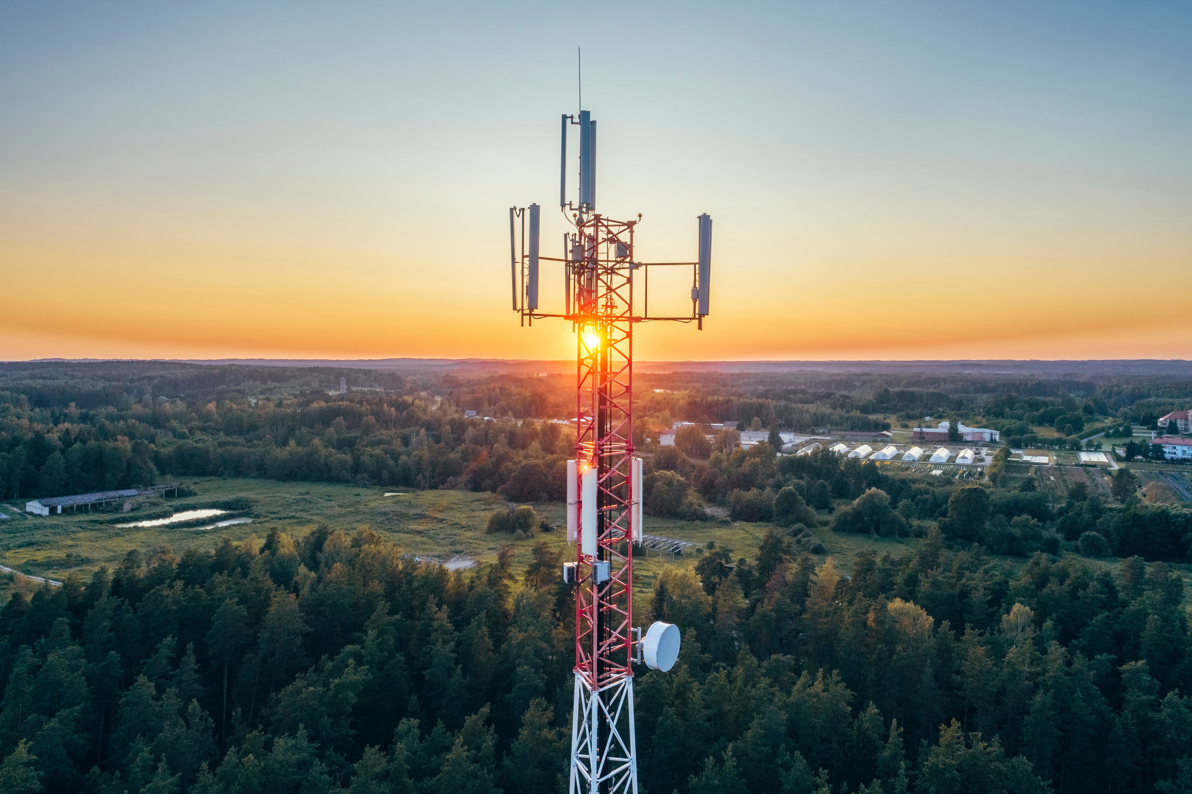Cell tower at sunset