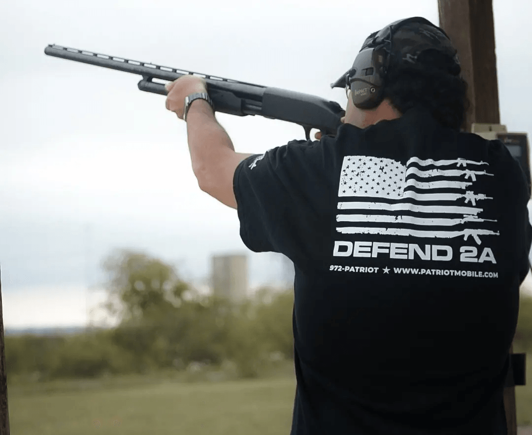 Person wearing a Defend 2A shirt at a shooting range