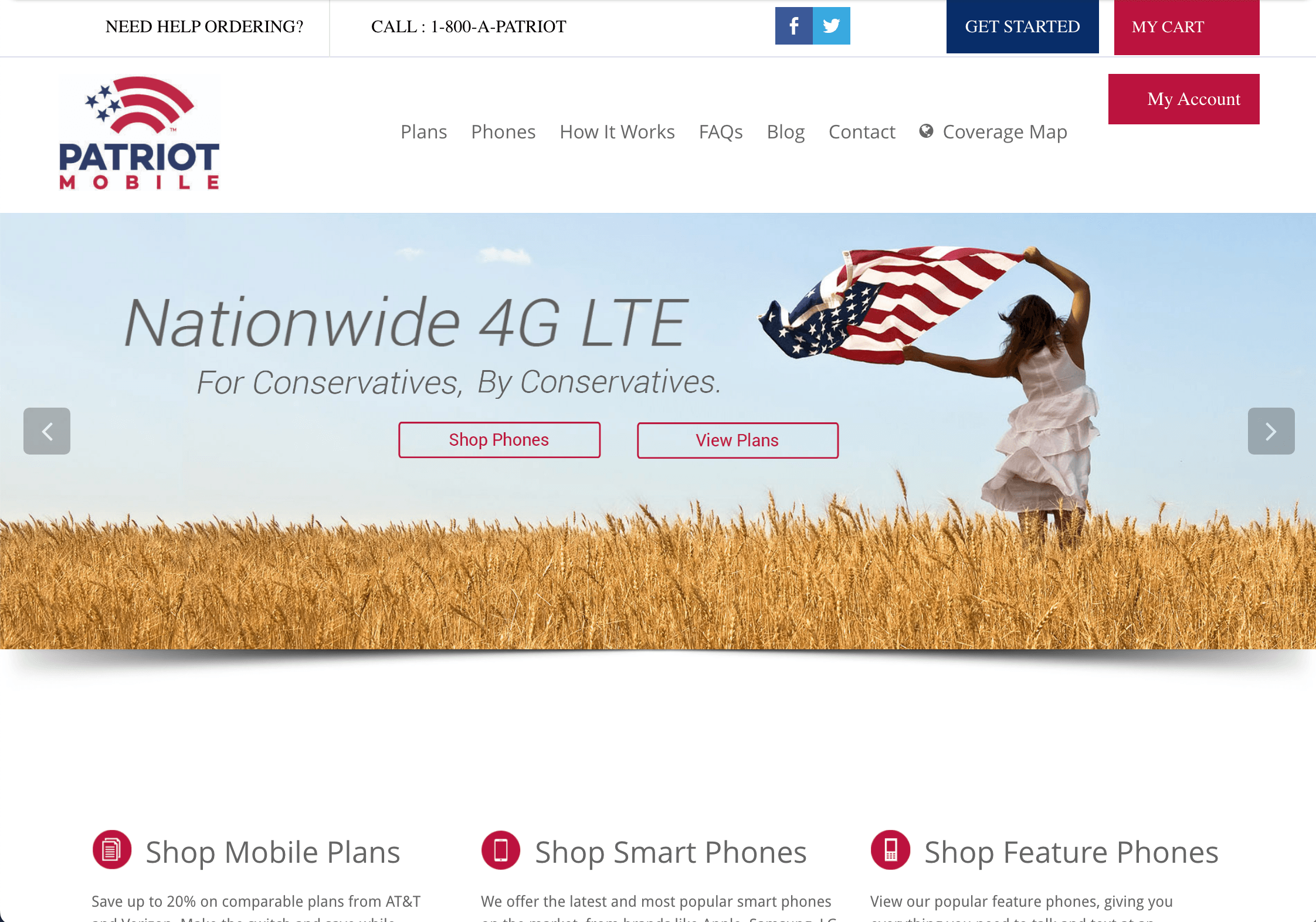 Patriot Mobile website from the 2016 rebrand