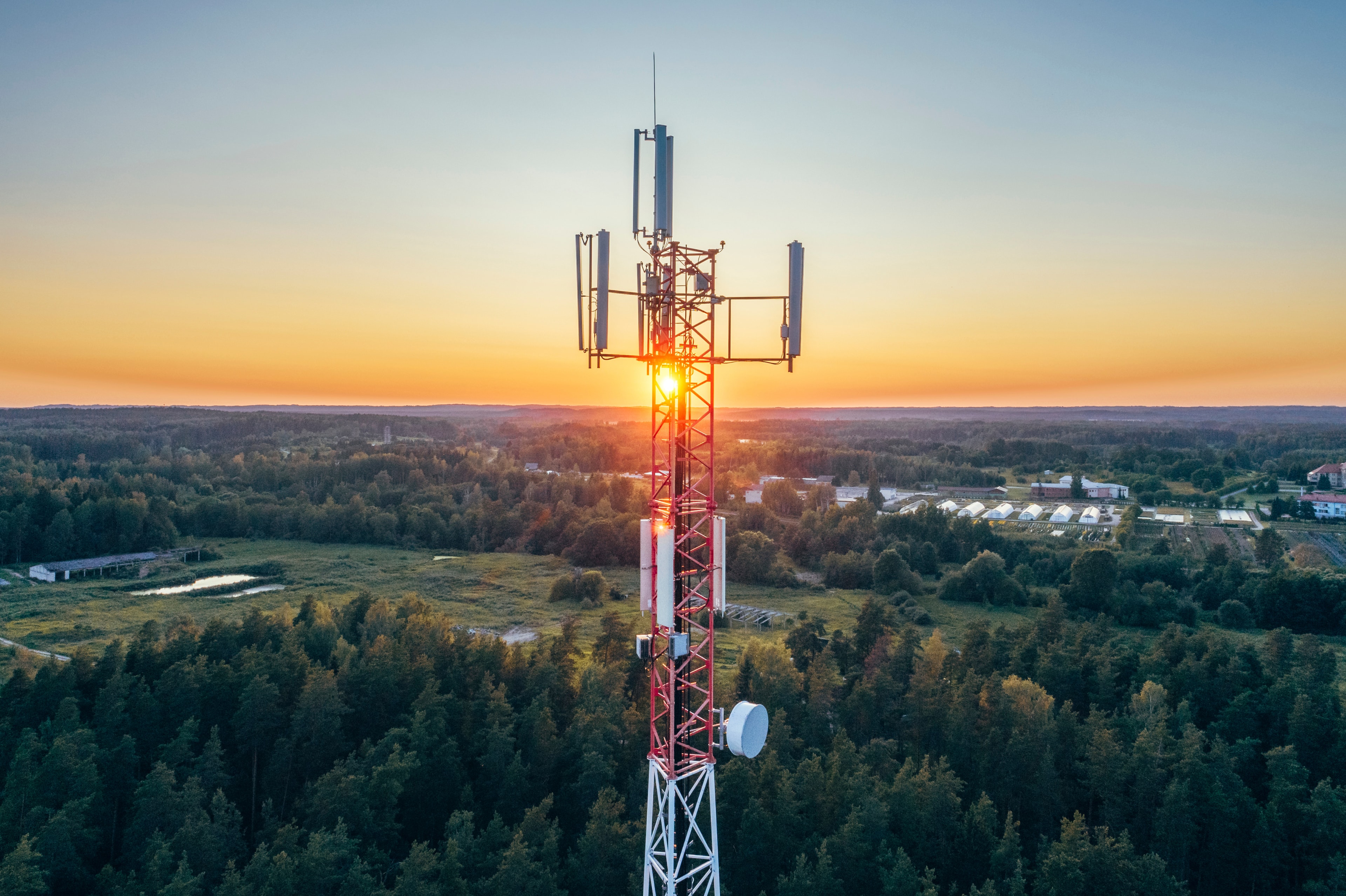 Cell tower at sunset